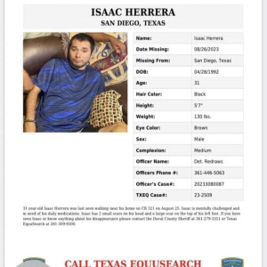 Isac Herrara is missing from san diego, Texas