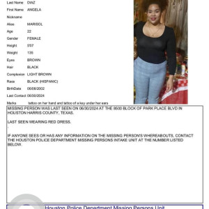 Missing: Angela Diaz-22 year old Female from Park Place Boulevard, Houston, Harris County, Texas, USA-2