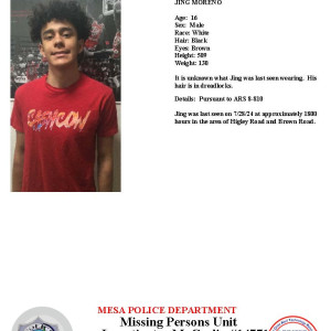 Missing: Jing Moreno-16 year old Male from Higley Road and Brown Road, Mesa, Arizona, USA-2