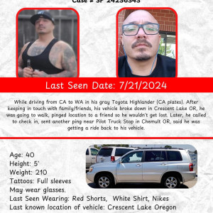 Missing: Paul Flores-40 year old Male from Chemult, Klamath County, Oregon, USA-2